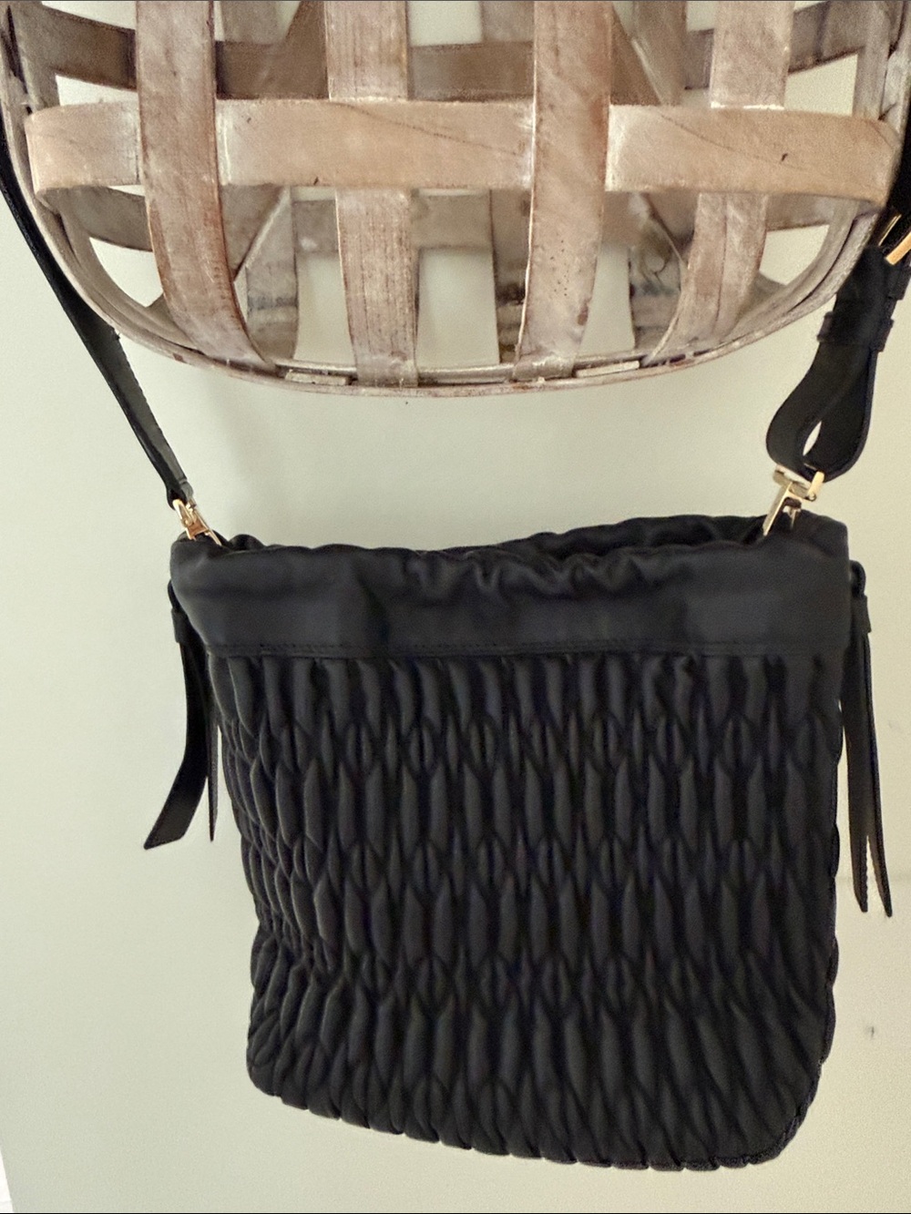Furla Black Smocked Crossbody Bag